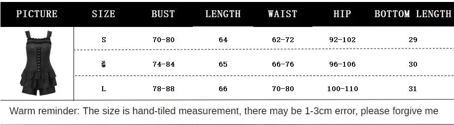 Hnewly Vintage Dark Fairy Grunge Striped Ruffles Hem Culottes Sexy Lace Straps Y2K Playsuits Gothic Trim Zip Dress Streetwear + Shorts