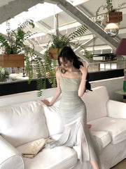 Hnewly Korean Elegant Straps Dress Women Summer New Fashion Evening Party Ladies Vestidos Vintage Sexy Slim Female Midi Dresses