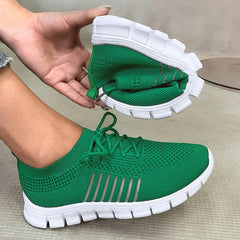 Hnewly Mesh Breathable Soft Sole Sneakers Women Lightweight Non-Slip Running Walking Shoes Woman 2024 Spring Casual Lace Up Flats Shoes