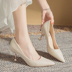 Hnewly Bling Gold Silver Pointed Toe Pumps Women Rhinesthone Thin Heels Party Wedding Shoes Woman Shallow High-Heeled Shoes