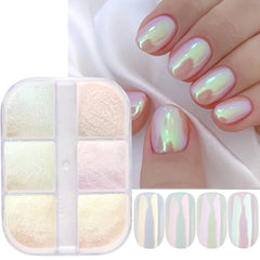 Hnewly Moonlight Mirror Nails Powder Metallic Chrome Effect Pigments Gel Polish Laser Dust Glitter Aurora Shiny Pearl Nail Manicure Dec