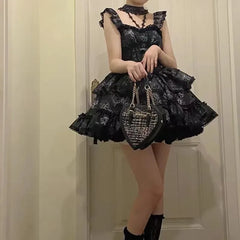 Hnewly Sweet Lolita Princess Dress Women Sweet Bow Ruffles Evening Party Mini Dress Japanese Harajuku Retro Kawaii Y2k Vestidos