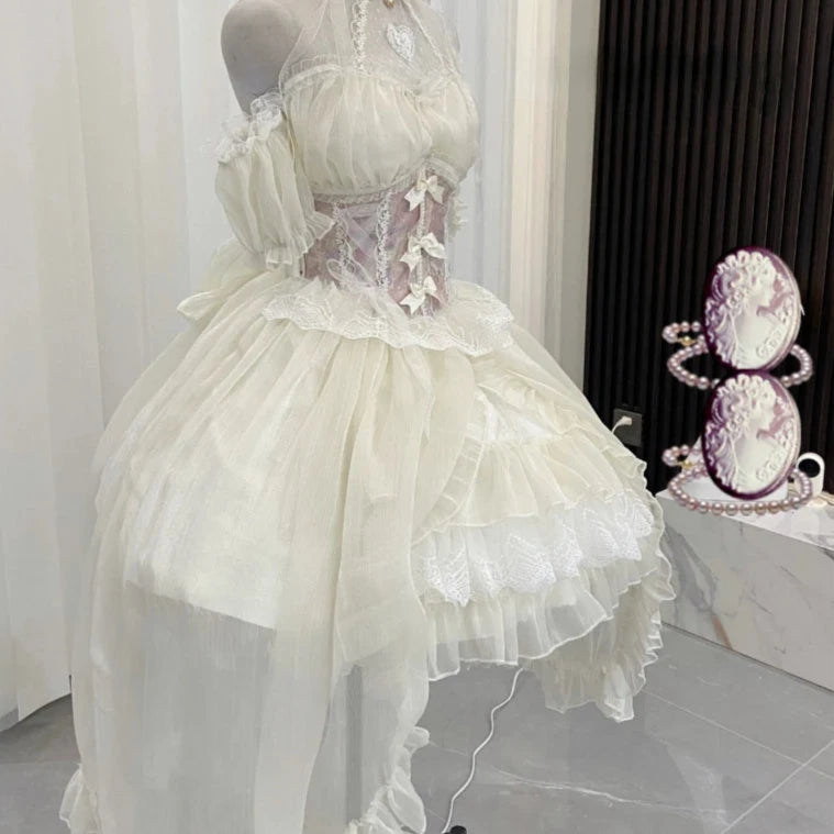 Hnewly DRESS TO IMPRESS Vintage Victorian Lolita Dress Cosplay Kawaii Lace Flower Bow Trailing Dresses Women Japanese Style Elegant Wedding Party Dress