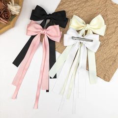 Hnewly Vintage Large Bow Hair Clip Trend Long Ribbon Hairpins Barrettes Headwear For Women Girl Hair Accessories Wedding Jewelry