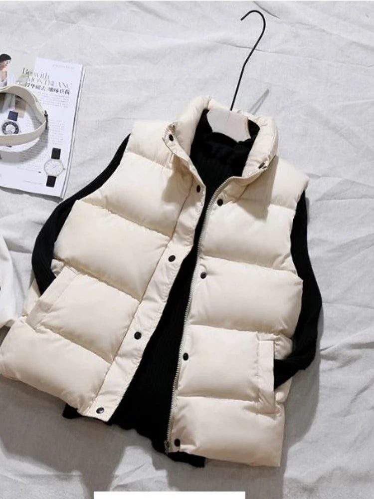 Hnewly warm winter outfits Women Winter Warm Cotton Padded Puffer Vests Sleeveless Parkas Jacket