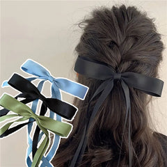 Hnewly Korean Fashion Fabric Hair Bow Hairpin for Women Girls Ribbon Hair Clips Black White Bow Top Clip Female Hair Accessories Gifts