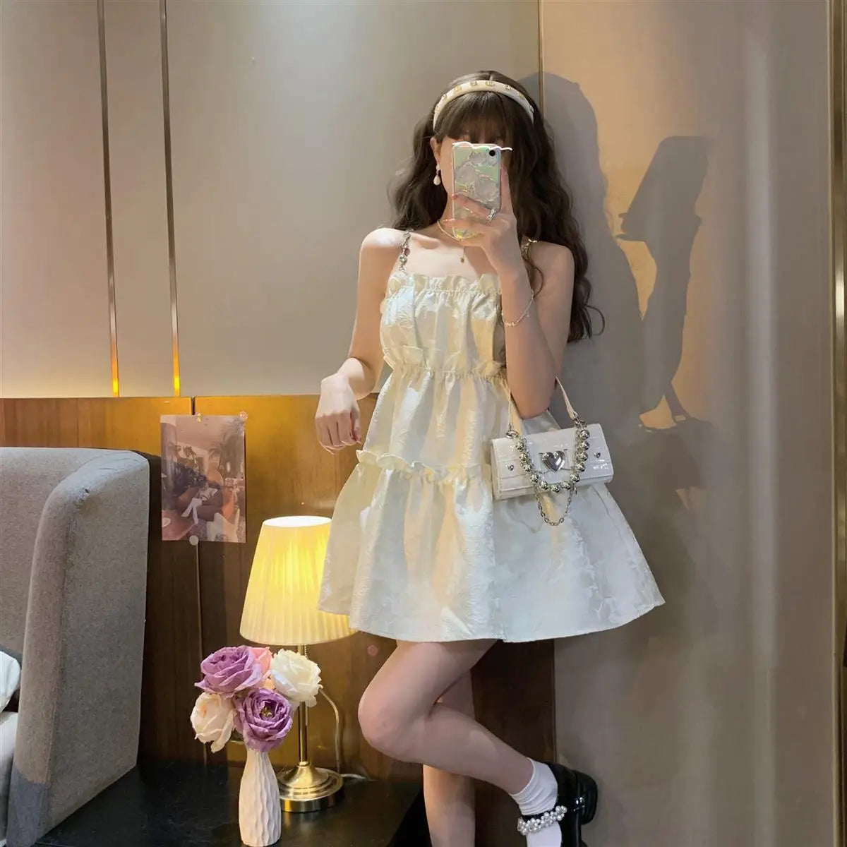 Hnewly DRESS TO IMPRESS Sleeveless Dress Women A-line Mini Summer Sweet Breathable Students Ruffles Designed Chic Party French Style Princess Vestidos