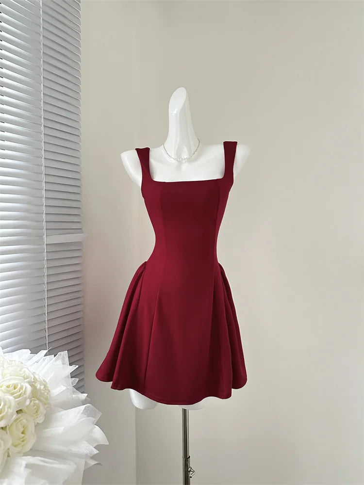 Even Party Red Dress Women Casual Elegant Clothing One Piece Dress Korea Fashioon Summer 2024 Sleeveless Strap Mini Dress Female