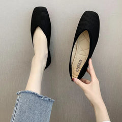 Hnewly 2024 Cotton Fabric Flats Shoes Women Yellow Ballerina Socks Shoes Women Loafers Slip on Flat Heel Mule Shoes Plus Size 43