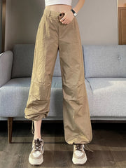 Hnewly Pure Color High Waist Slim Chic Two Ways To Wear Sweatpants Women Summer New Simple Casual Fashion Loose XS-2XL Female Y2K Pants