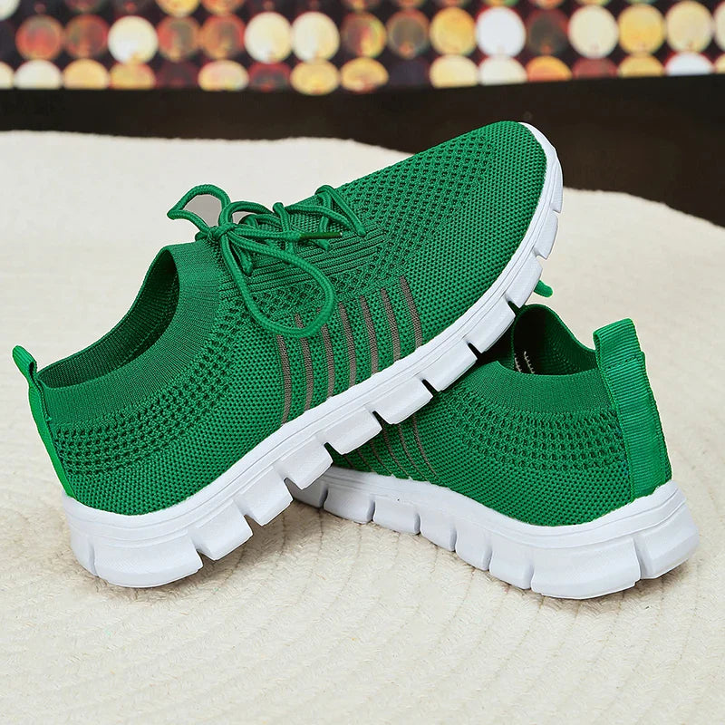 Hnewly Mesh Breathable Soft Sole Sneakers Women Lightweight Non-Slip Running Walking Shoes Woman 2024 Spring Casual Lace Up Flats Shoes