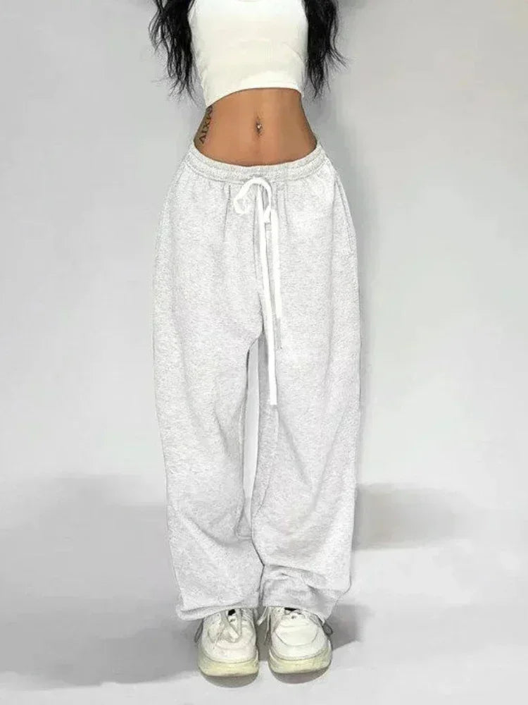 Hnewly Casual Gray Sweatpants Women Wide Leg Black Joggers Classic Baggy Streetwear Oversized Sports Female Trousers All-match