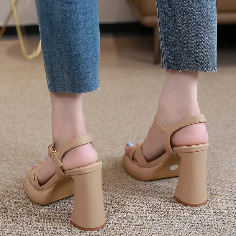 Hnewly Designer Summer Open Toe Women Sandals Fashion Platform Thick High Heel Outdoor Dress Sandal Women's Shoes