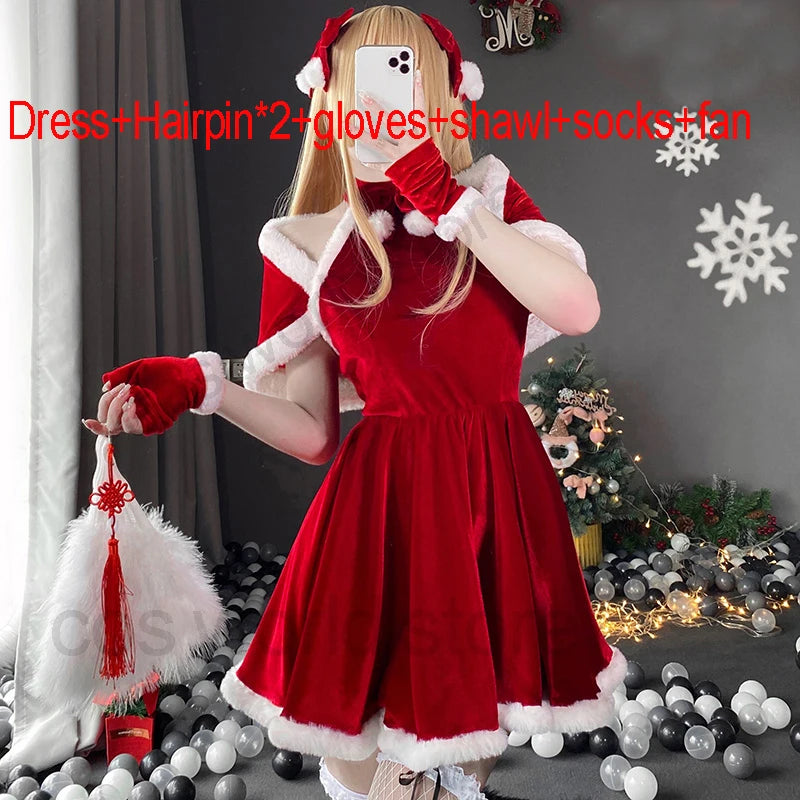 Hnewly Christmas Women Dress Xmas Sexy Lady Santa Claus Cosplay Costume Sexy Lingerie Winter Red Dress Bunny Cosplay Girls Uniform