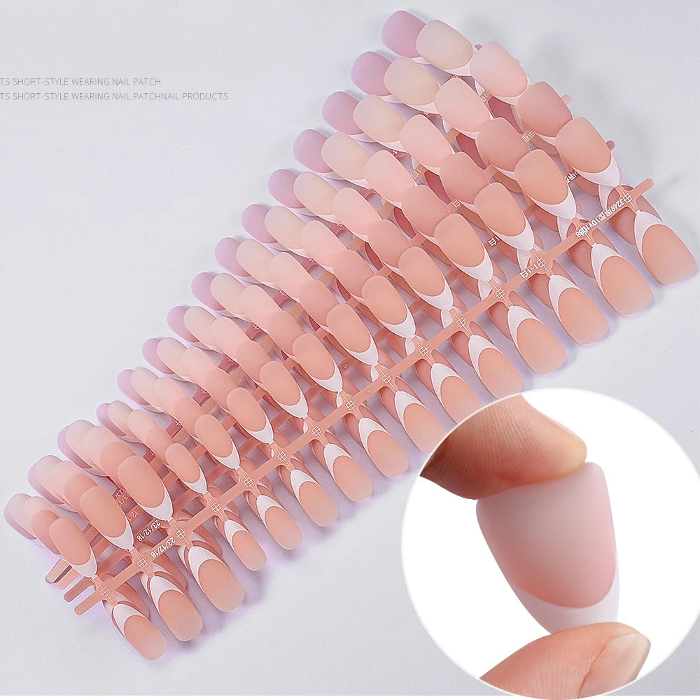 Hnewly 150Pcs Pre-made French False Nails Scarless Coffin Almond Fake Nail Artificial Fingernails Press on Nails for Nail Extension