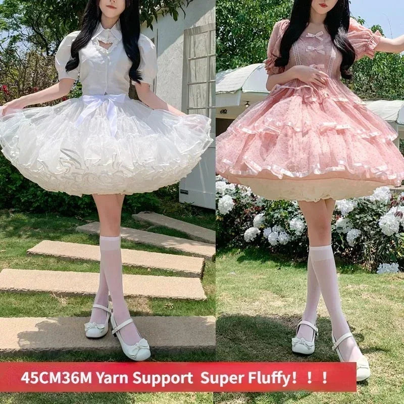 Hnewly Multi-layer Ruffled Petticoats for Women Fluffy Bubble Skirt Crinoline Underskirt No Hoop Boneless Lolita Puffy Skirt Mini Skirt