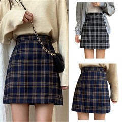 Hnewly Plaid Women Mini Skirt Summer A-Line Female Pleated Casual High Waist Women Girls Short Streetwear Student Skirts