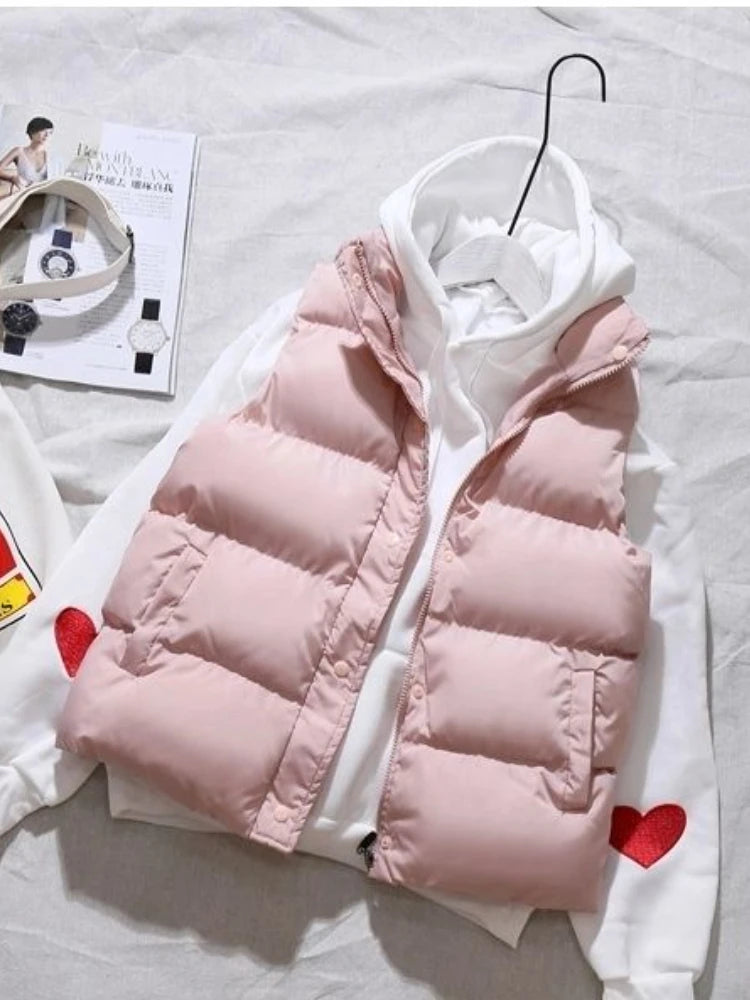 Hnewly warm winter outfits Women Winter Warm Cotton Padded Puffer Vests Sleeveless Parkas Jacket