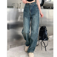 Hnewly Wide Leg Jeans For Women High Waisted Contrasting Straight Leg Pant Autumn lady Loose Pants Streetwear