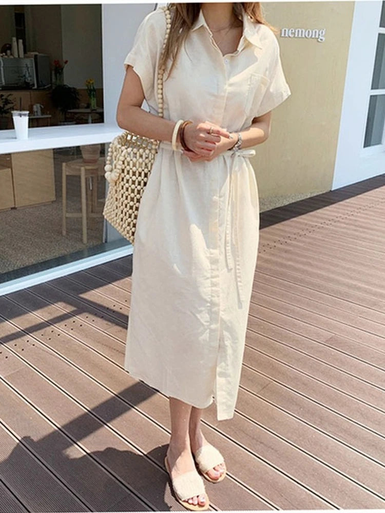 Hnewly Summer Women Dress Shirt Dress Long Evening Female Vintage Maxi Party Oversize Beach Woman Dresses Casual Elegant Prom Green