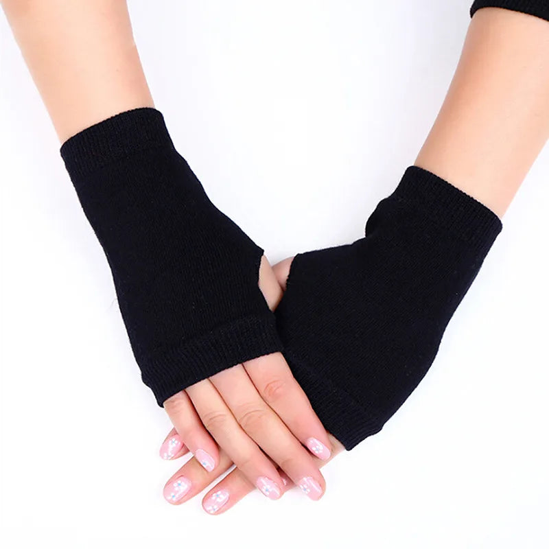 Hnewly Women Stylish Hand Warmer Winter Gloves Arm Crochet Knitting Faux Wool Mitten Warm Fingerless Glove Twist Pattern Women Gloves