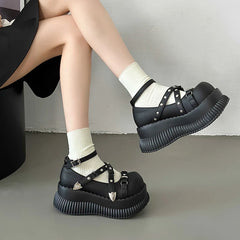 Hnewly Y2K Girls Mary Janes Pumps Buckle Thick Weges Round Toe Platform Shoes Cute Sweet  Lolita  Classic Brand Pumps