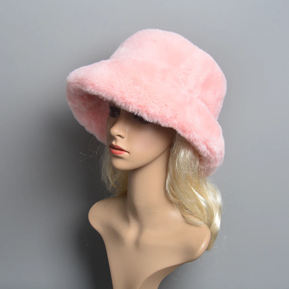 Hnewly warm winter outfits New Style Fake Rabbit Fur Hats Super Soft Women Winter Hat Cotton Lining Warm Russian Fashion Ski Beanies Plush Solid Color