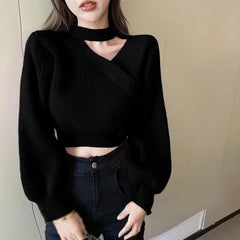 Hnewly Women Christmas Sweater Autumn Winter Long Sleeved Sweater  Warm V-neck Off Shoulder