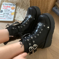 Hnewly Women's Boots Autumn Women Ankle Boots Platform Wedges High Heels Short Boots New Fashion Design Zip Cosplay Shoes of Women