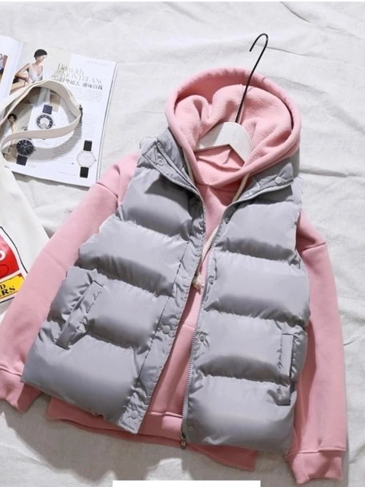 Hnewly warm winter outfits Women Winter Warm Cotton Padded Puffer Vests Sleeveless Parkas Jacket