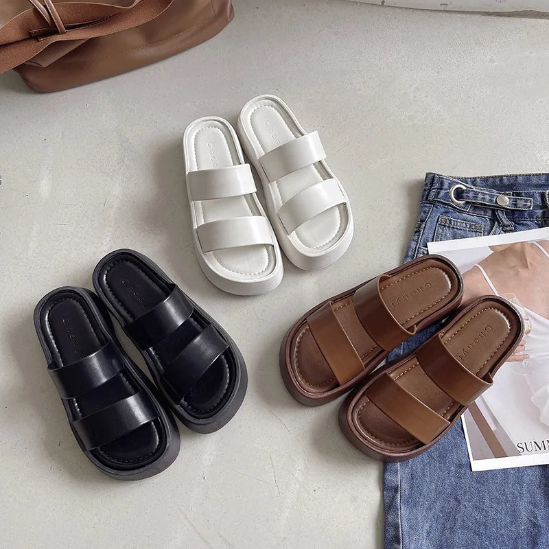 Hnewly Anti-slip Slippers Women Sandals 2024 New Outdoor Wear Thick Sole Sandals In Summer Slippers Platform Sandals Women Sandals