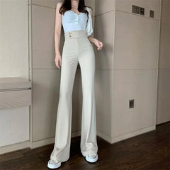 Hnewly Summer Flared Pants Aesthetic Flare Leggings Trousers for Women Korean Style Fluid Fashion High Waist Wide Leg Palazzo Long