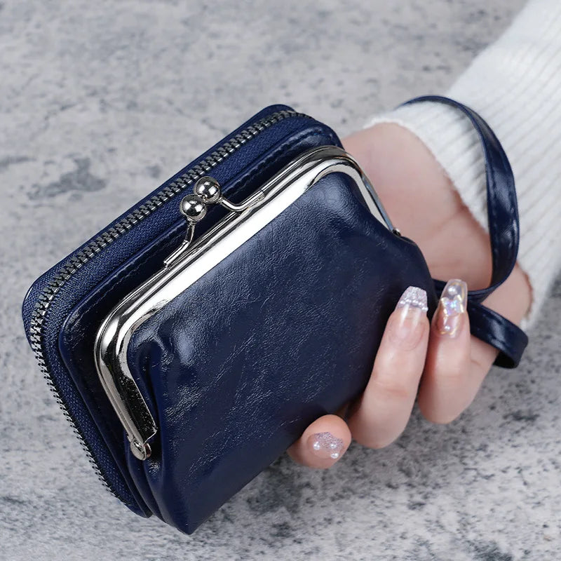 Hnewly New Wallet Women Fashion Wrist Strap Short Coin Purse Large Capacity Coin Clip Bag Multi-card Card Bag Wallet