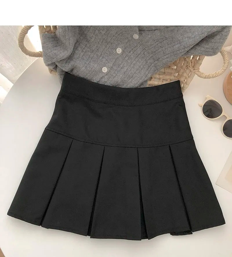 Hnewly Vintage Brown Pleated Skirt Women Spring Summer Korean Style Y2K High Waisted A-line Mini Skirts Preppy Style Girls Causal