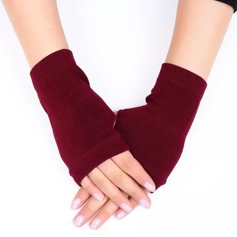 Hnewly Autumn Winter Knitted Woolen Gloves Ins Fashion Y2K Men Women Half Finger Warm Five Pointed Star Fingerless Gloves Unisex