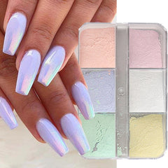 Hnewly Moonlight Mirror Nails Powder Metallic Chrome Effect Pigments Gel Polish Laser Dust Glitter Aurora Shiny Pearl Nail Manicure Dec