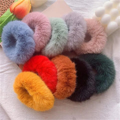 Hnewly Winter Fluffy Fur Elastic Hair Bands Hair Rings For Women Girls Plush Hair Ropes Hairwear Rubber Band Hair Loop Hair Accessories