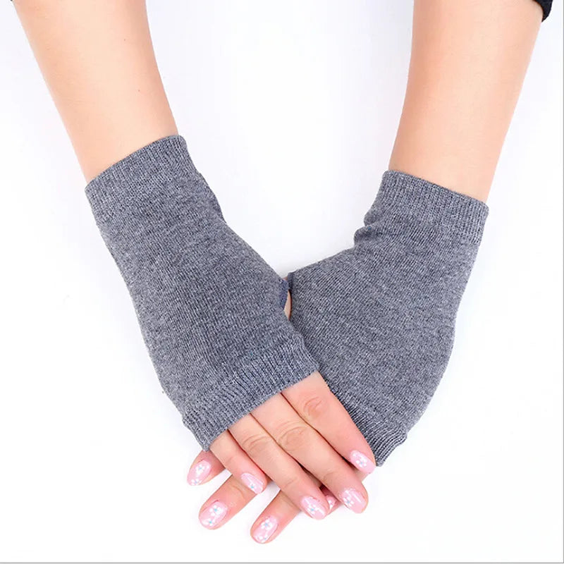 Hnewly Women Stylish Hand Warmer Winter Gloves Arm Crochet Knitting Faux Wool Mitten Warm Fingerless Glove Twist Pattern Women Gloves