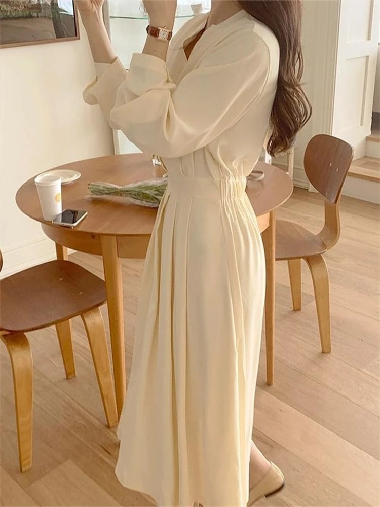 Hnewly Summer Women'S Dress Shirt Dress Long Spring Evening Female Vintage Maxi Party Beach Women Dresses Casual Elegant Prom pure