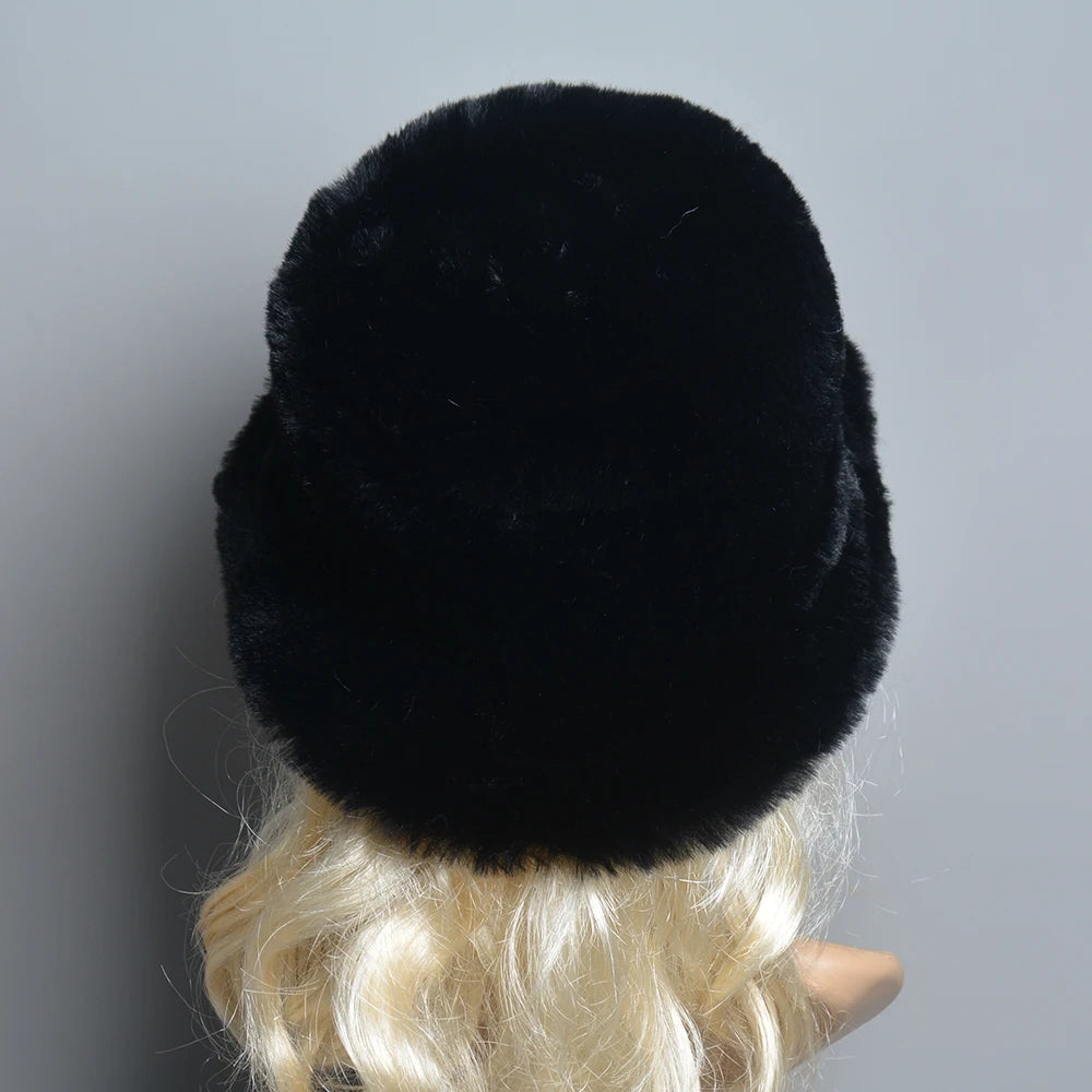 Hnewly warm winter outfits New Style Fake Rabbit Fur Hats Super Soft Women Winter Hat Cotton Lining Warm Russian Fashion Ski Beanies Plush Solid Color