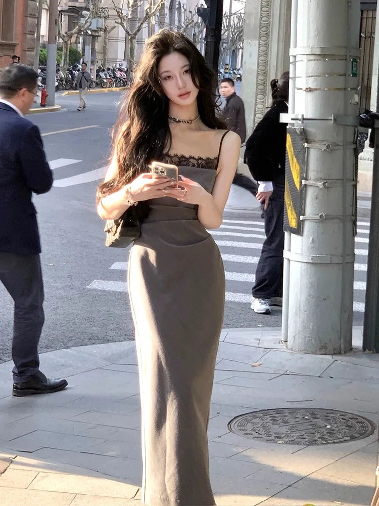 Hnewly French Elegant Midi Dress Even Party Female 2024 Summer Casual One Piece Dress Korean Fashion Clothing Beach Style 2000s Vintage