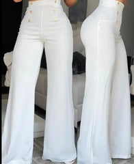 Hnewly Elegant High Waist Wide Leg Bootcut Pants Summer European & American Fashion Simple Women's Flared Trousers