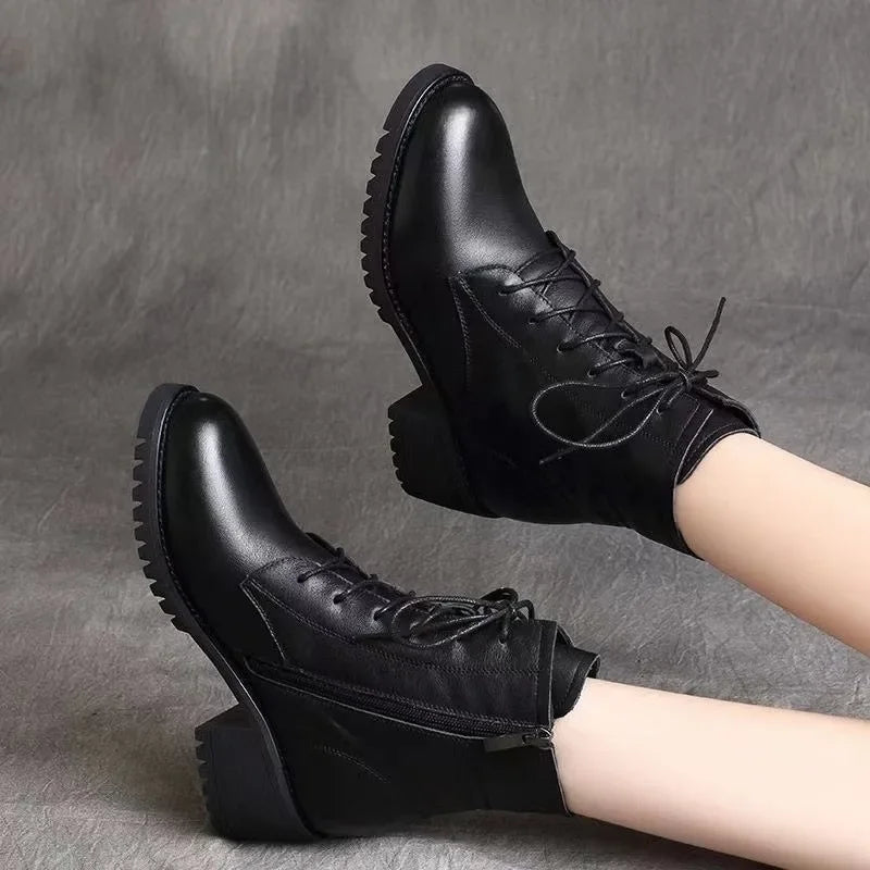 Hnewly High Quality Ladies Shoes Side Zipper Women's Boots Fashion Cross-tied Modern Boots Women Hot Sale Plus Size Ankle Boots