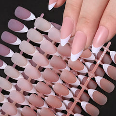 Hnewly 150Pcs Pre-made French False Nails Scarless Coffin Almond Fake Nail Artificial Fingernails Press on Nails for Nail Extension