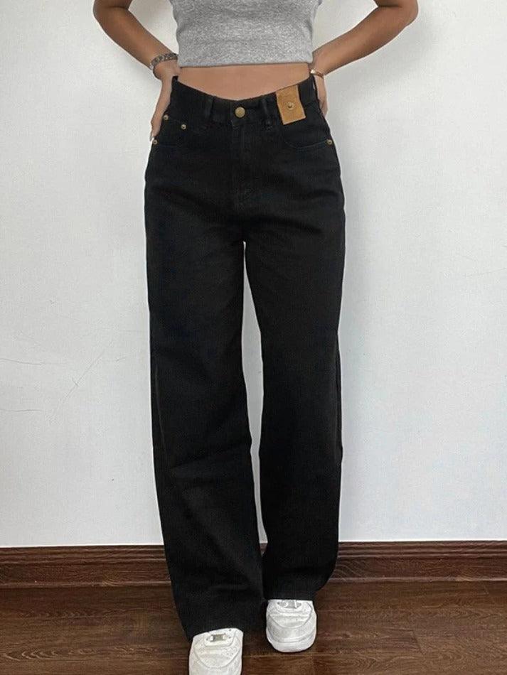 hnewly - Versatile Black High Rise Boyfriend Jeans hnewly