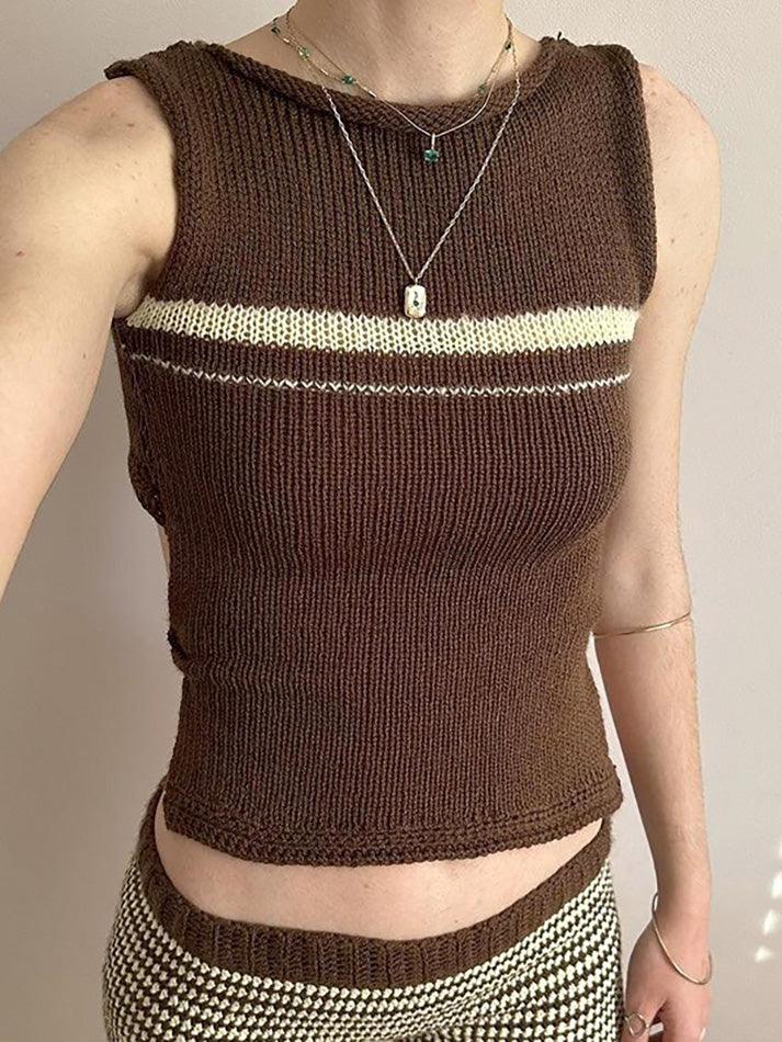 Hnewly Vintage Crew Neck Pullover Sweater Vest