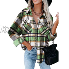 Autumn Jackets Coats Women Winter Plaid Jacket Long Checkered Woman Overshirt Female Shirt Coat For