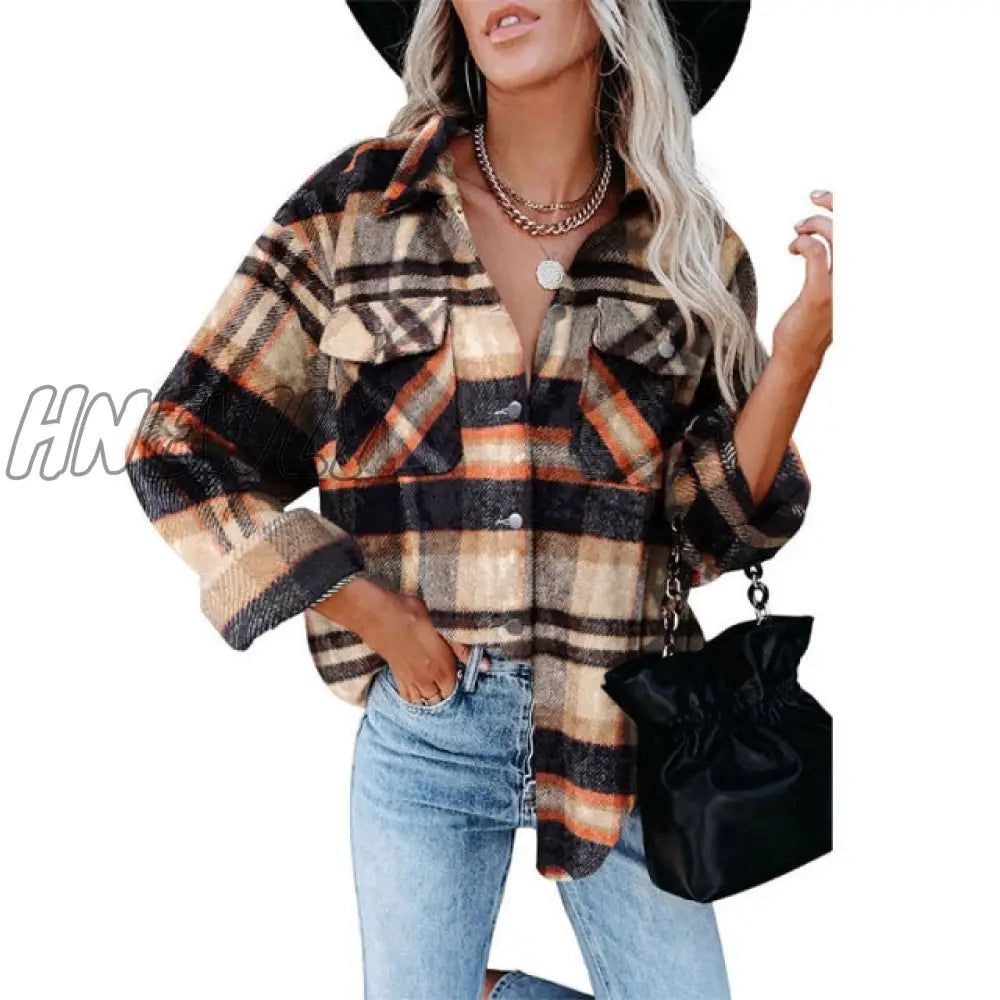 Autumn Jackets Coats Women Winter Plaid Jacket Long Checkered Woman Overshirt Female Shirt Coat For