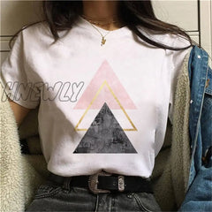 Beautiful Geometry Printed T Shirt Women 90S Graphic T - Shirt Harajuku Tops Tee Cute Short Sleeve