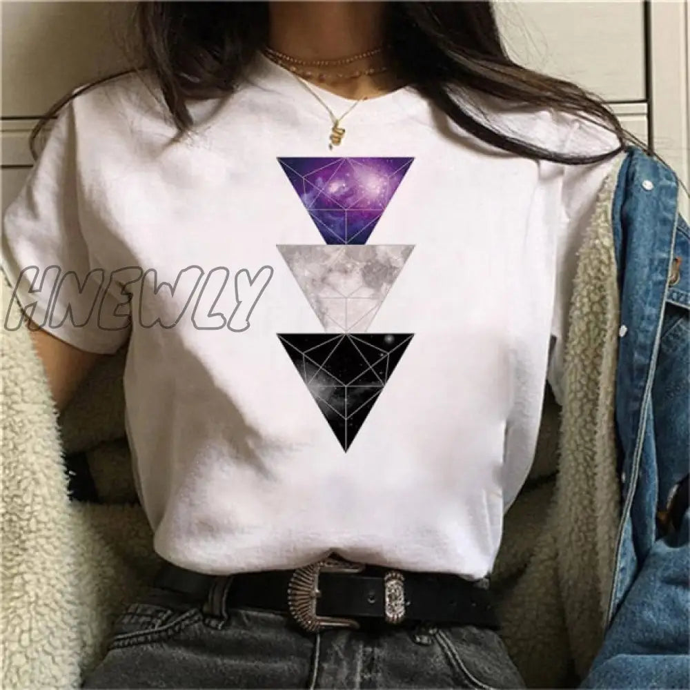 Beautiful Geometry Printed T Shirt Women 90S Graphic T - Shirt Harajuku Tops Tee Cute Short Sleeve